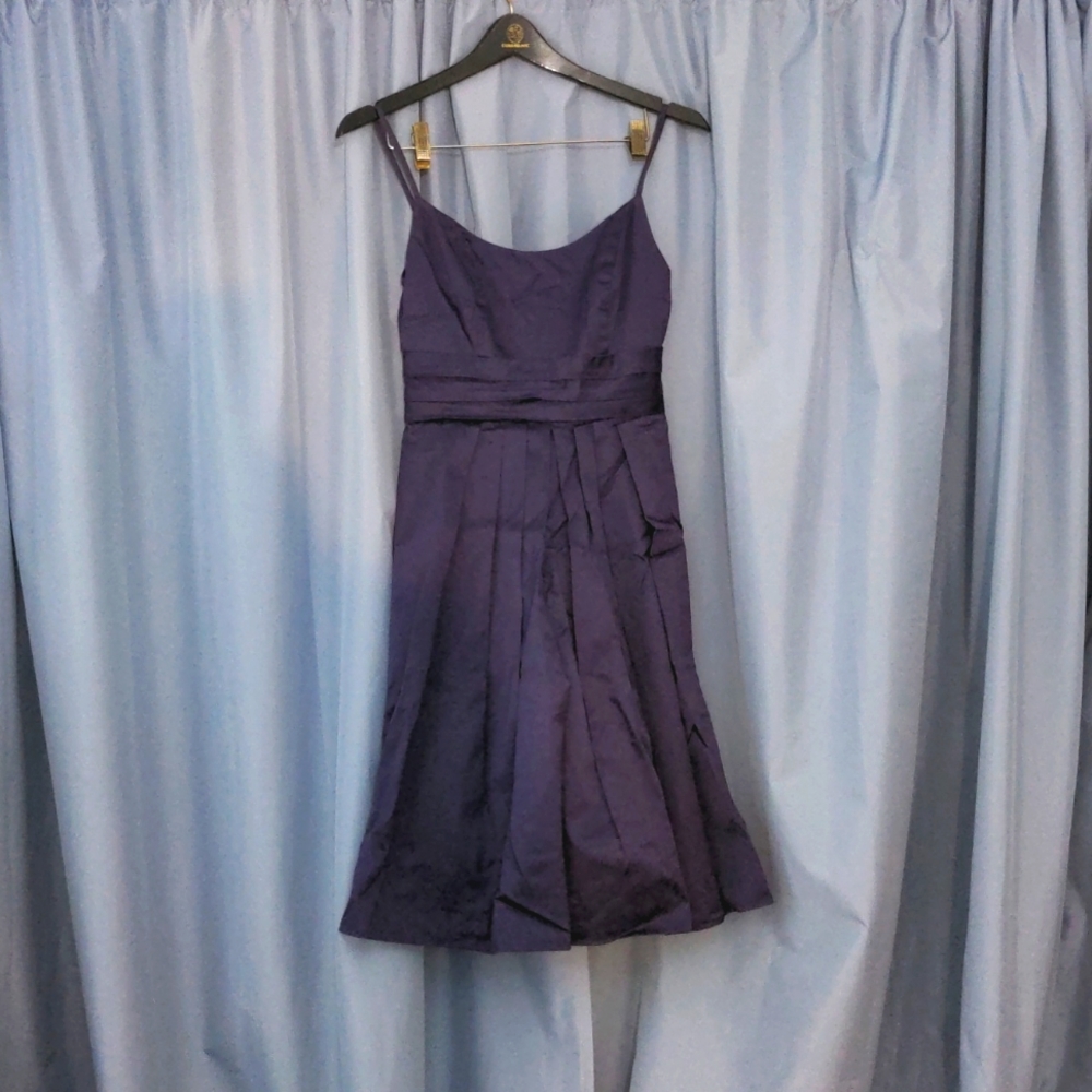 Eggplant Purple Cotton Sateen Spaghetti Strap Dress